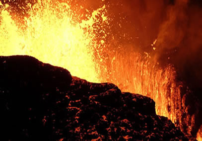 An eruption at Hawaii Volcanoes National Park