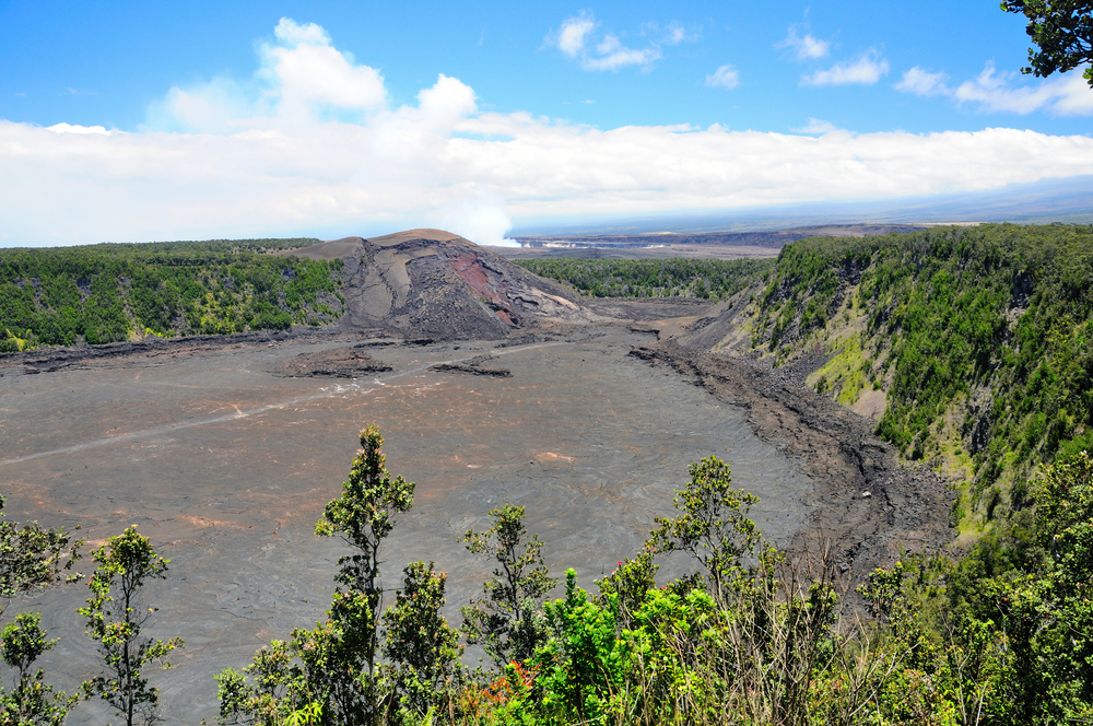 View of Kilauea Iki Crater in Hawaii Volcanoes National Park, minutes away from At the Crater's Edge