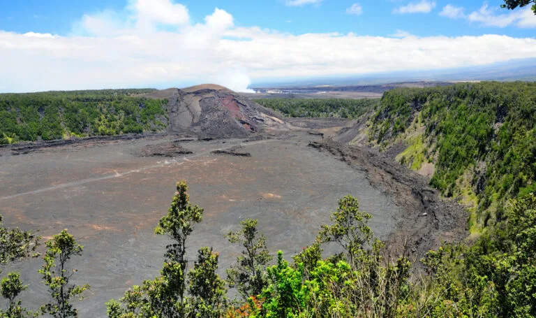 View of Kilauea Iki Crater in Hawaii Volcanoes National Park, minutes away from At the Crater's Edge