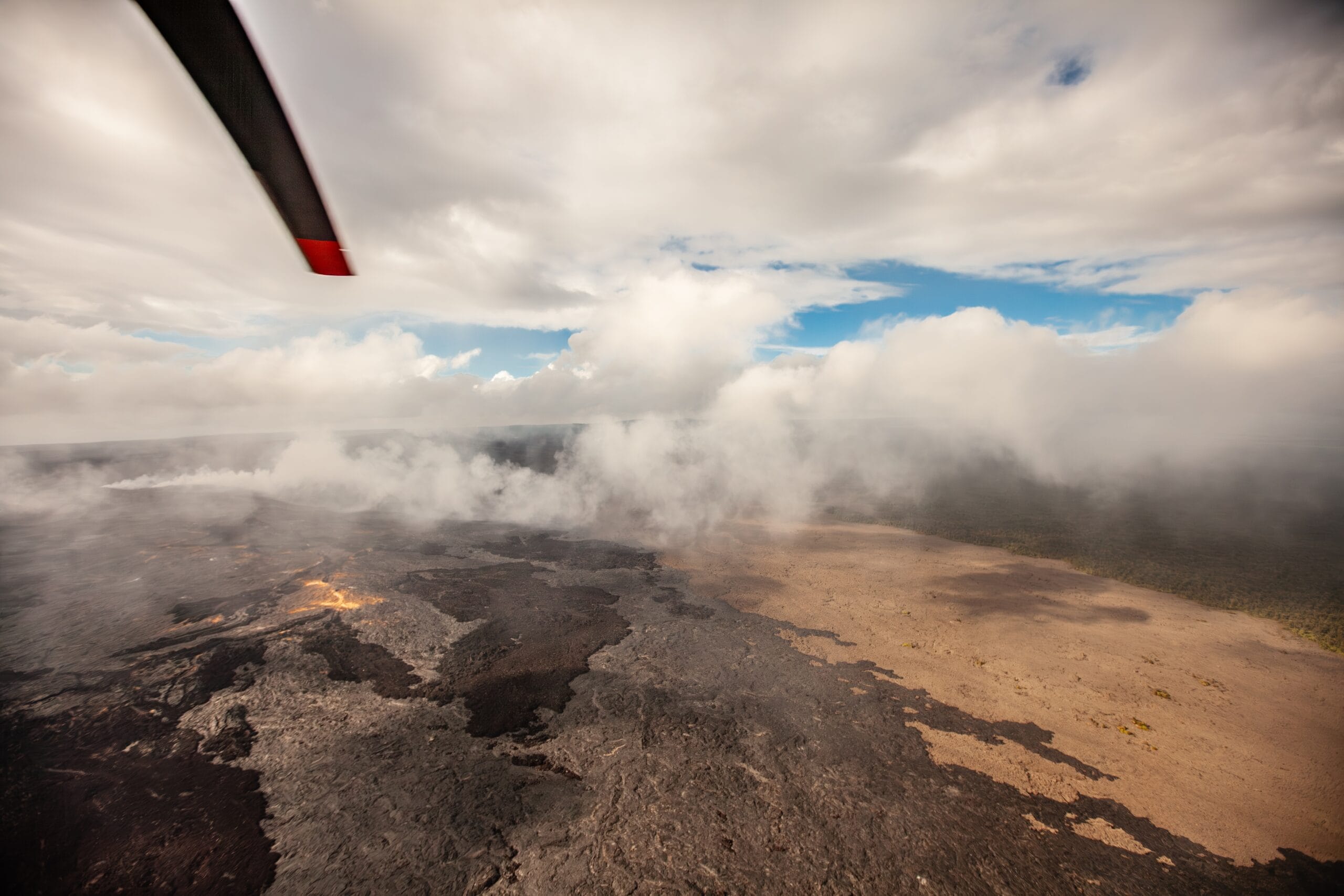view of the big island from a helicopter